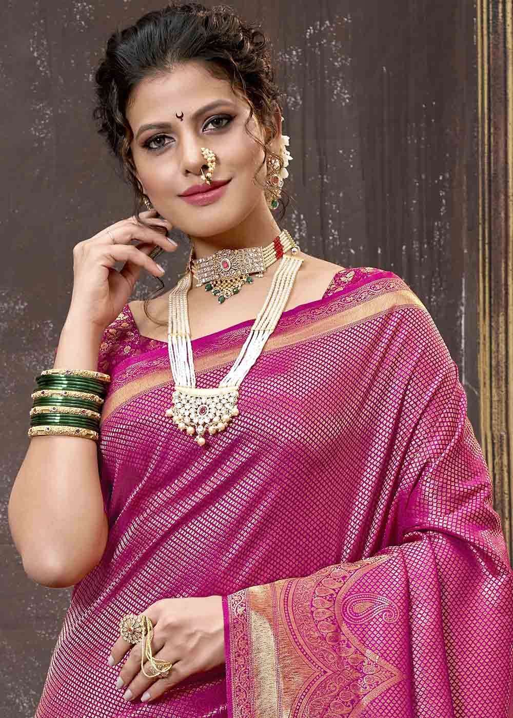 MySilkLove Mulberry Pink Zari Woven Tissue Kanjivaram Saree