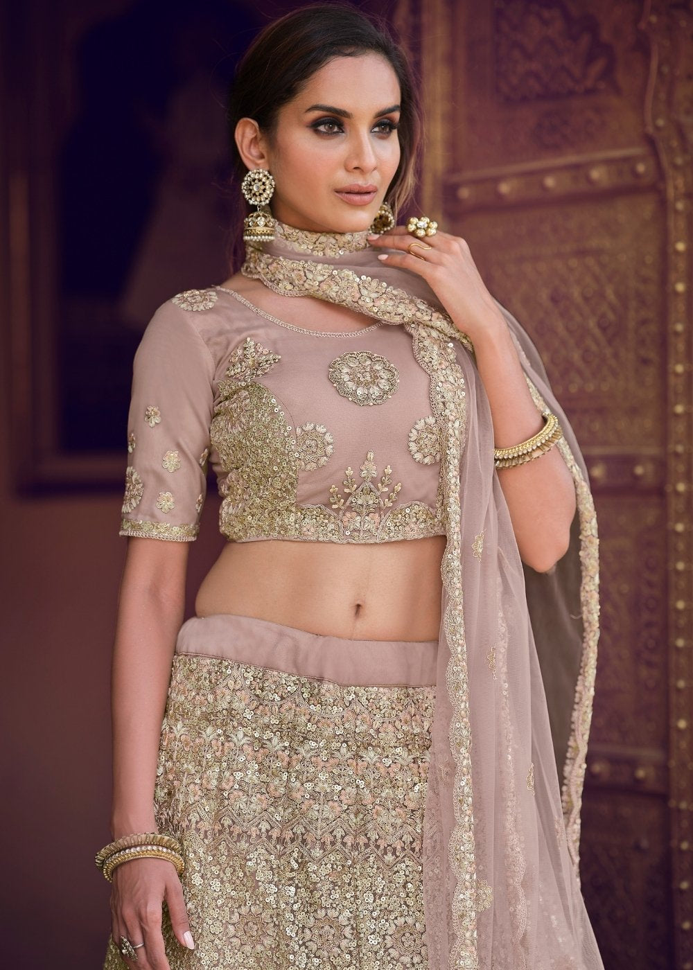 Buy MySilkLove Quicksand Purple Soft Net Designer Lehenga Choli Online