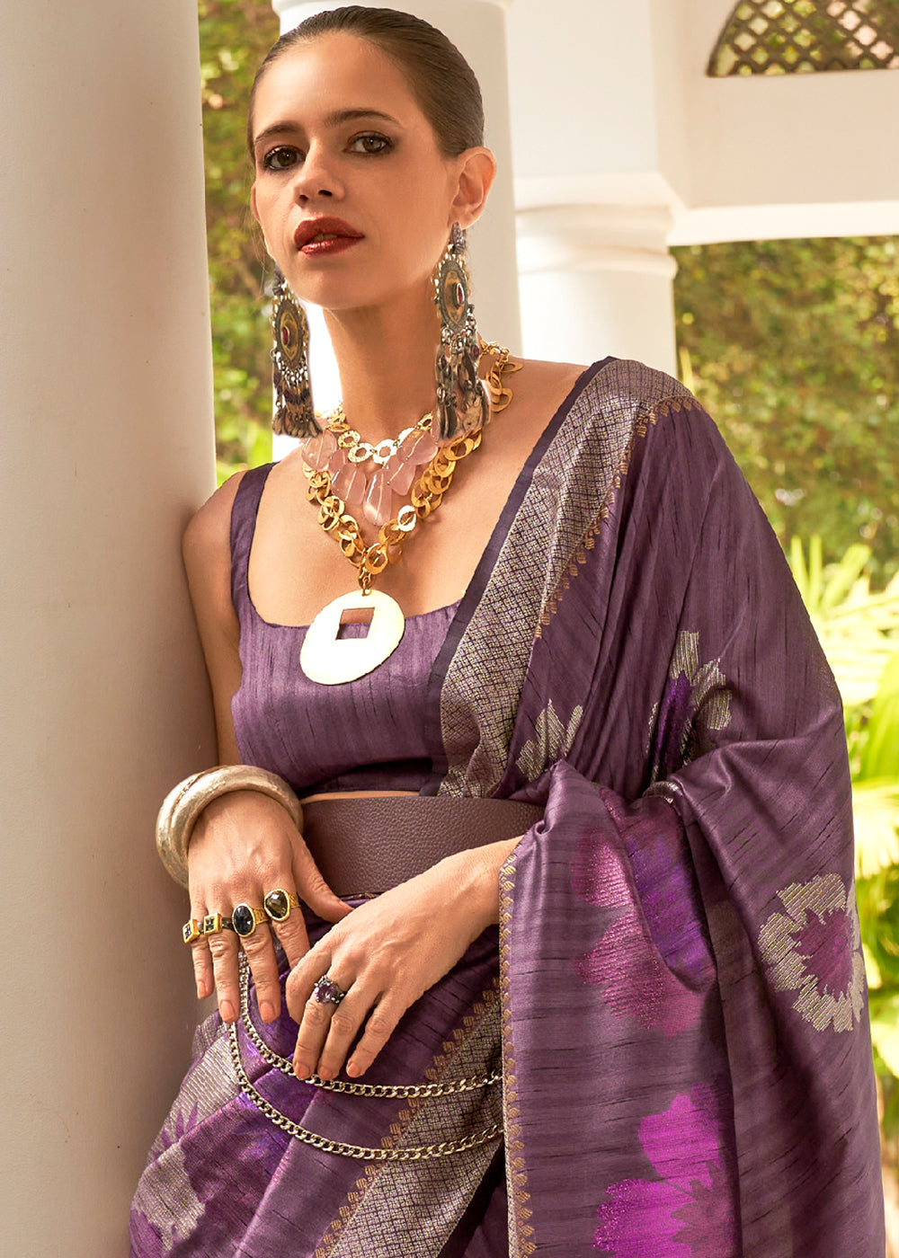 Buy MySilkLove Congo Purple Woven Handloom Banarasi Silk Saree Online