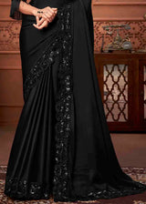 Cod Dark Black Soft Silk Designer Saree