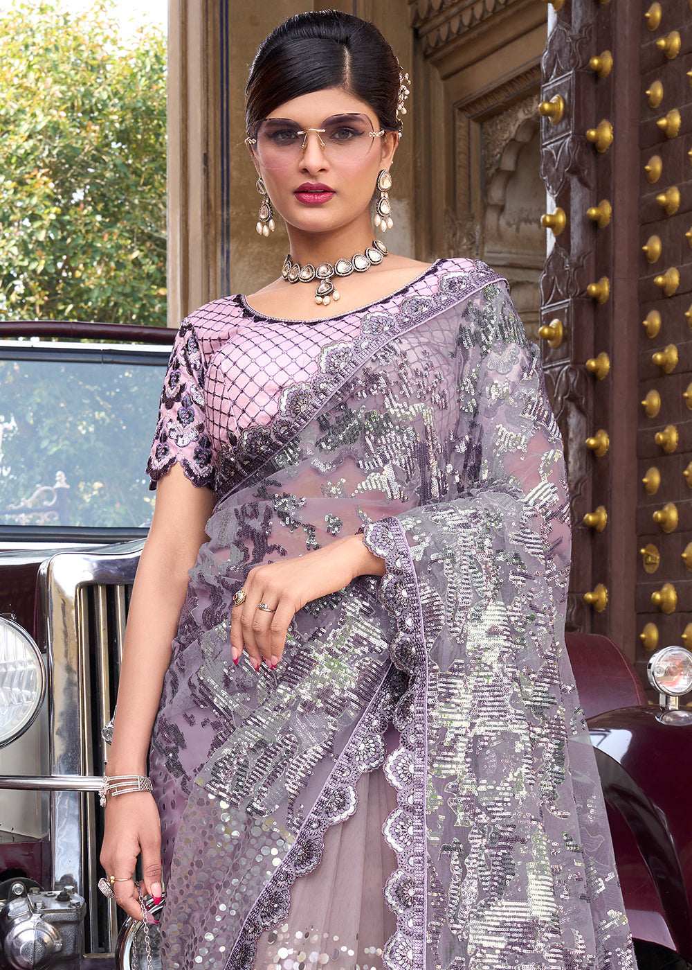 Buy MySilkLove Mist Light Purple Designer Silk Saree Online