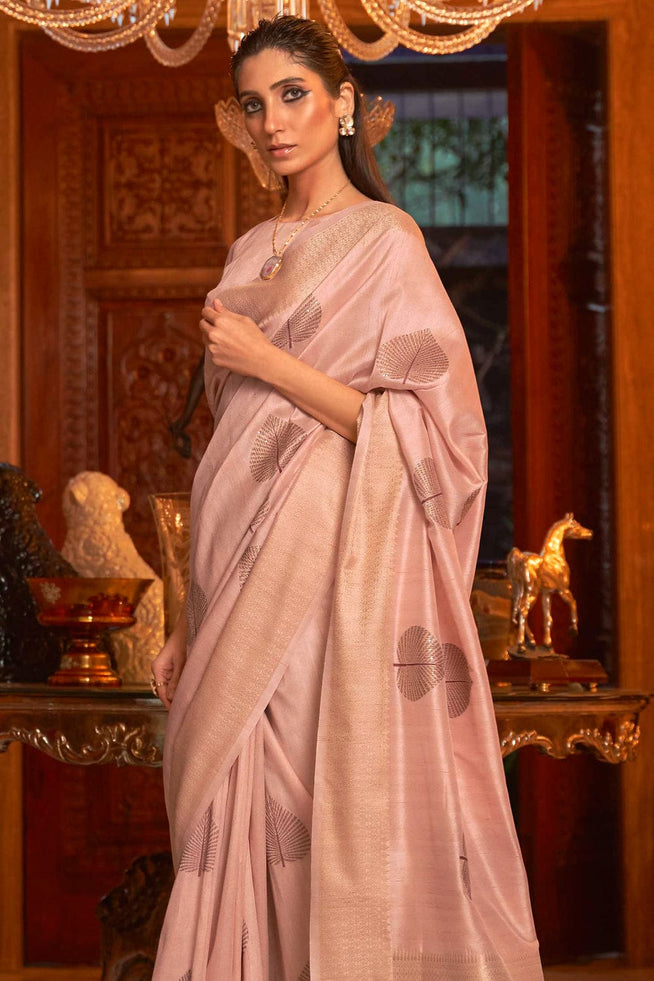 Wax Pink Zari Woven Banarasi Saree