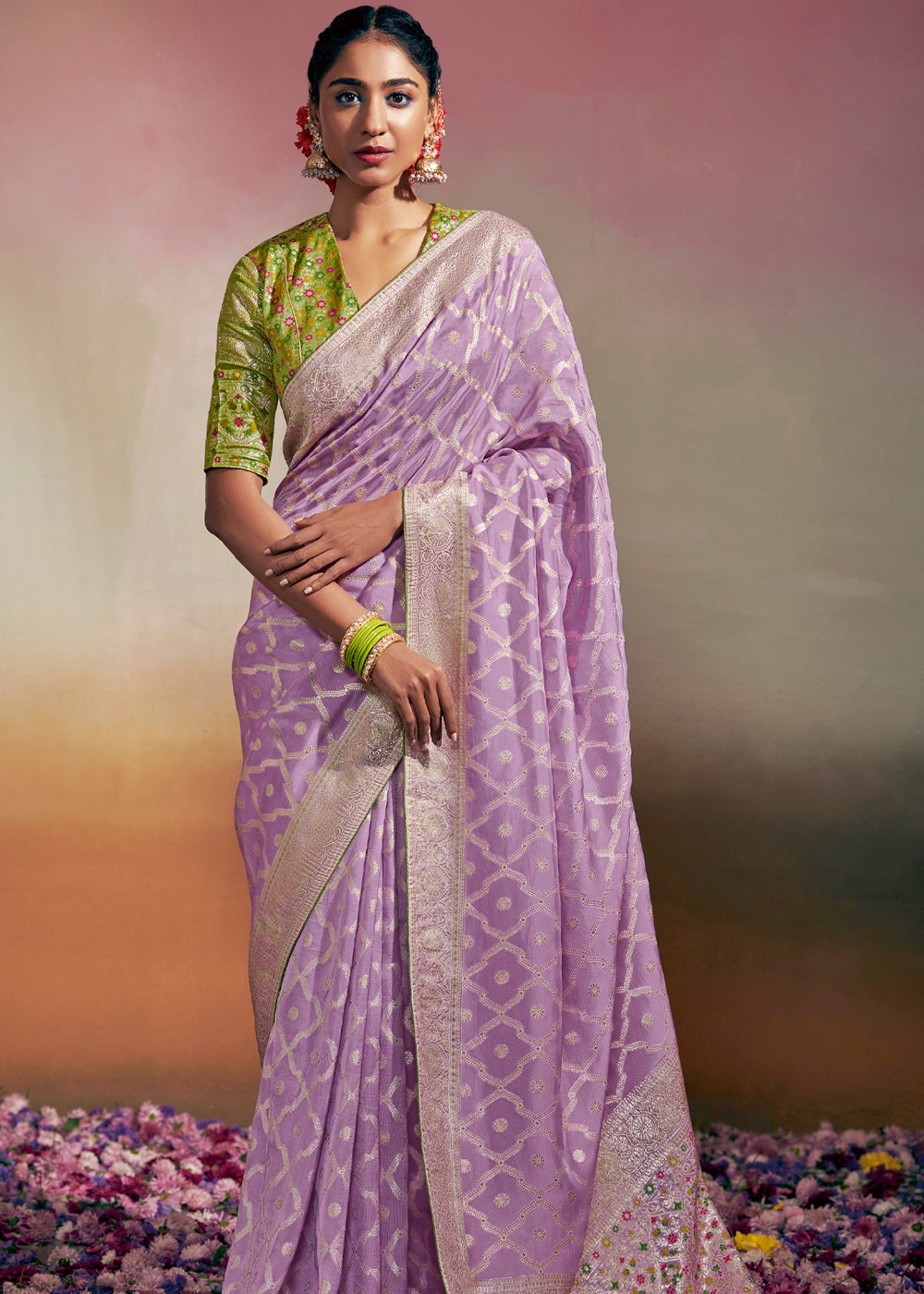 Buy MySilkLove Strikemaster Purple Woven Banarasi Soft Silk Saree Online