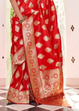 Jasper Red Zari Woven Dual Tone Banarasi Saree