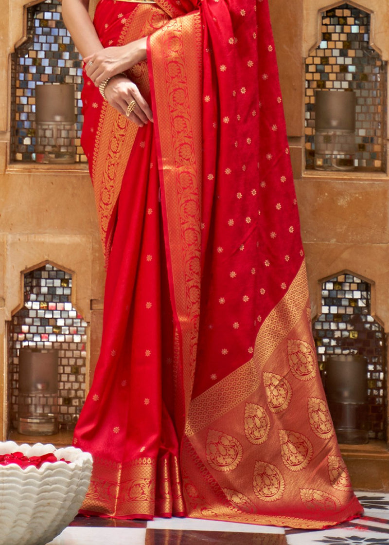 Thunderbird Red Zari Woven Kanjivaram Saree