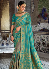 Timber Blue Zari Woven Designer Banarasi Saree