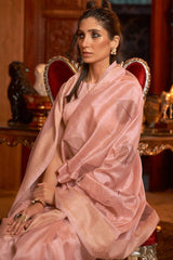 Wax Pink Zari Woven Banarasi Saree