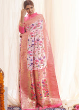 Wafer Light Pink Zari Woven Paithani Saree