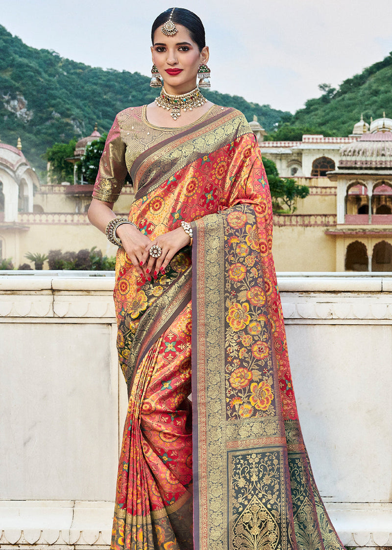 Brown Katan Silk Handwoven Banarasi Saree – Banarasi Shagun