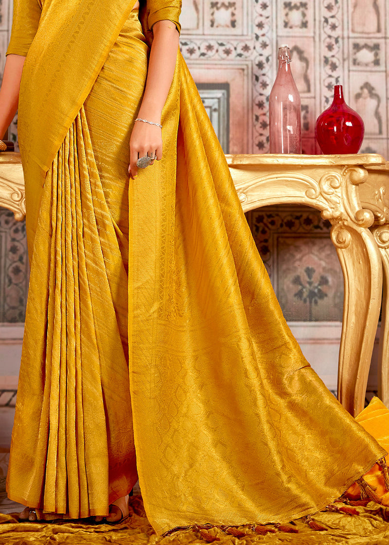 Saffron Yellow South Silk Saree