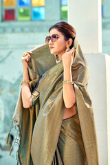 Beaver Brown Zari Woven Kanjivaram Saree