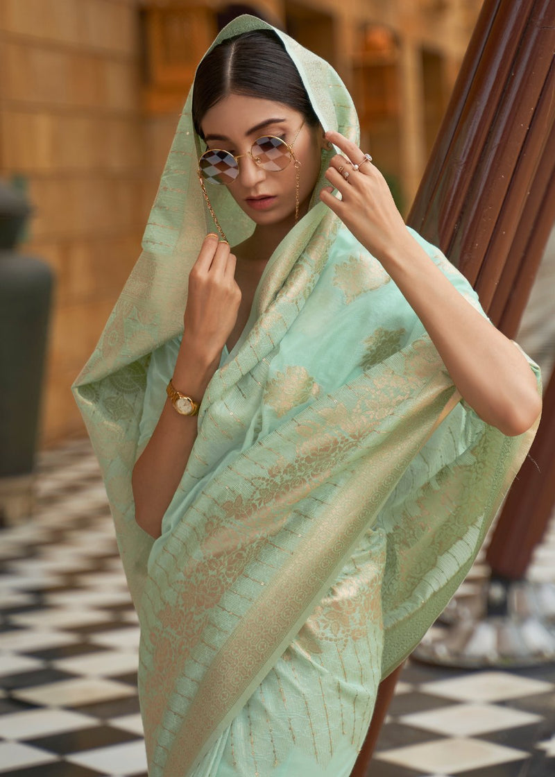 De York Green Zari Woven Banarasi Silk Saree