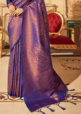 Jacarta Dark Blue Zari Woven Kanjivaram Silk Saree