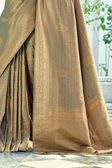 Beaver Brown Zari Woven Kanjivaram Saree