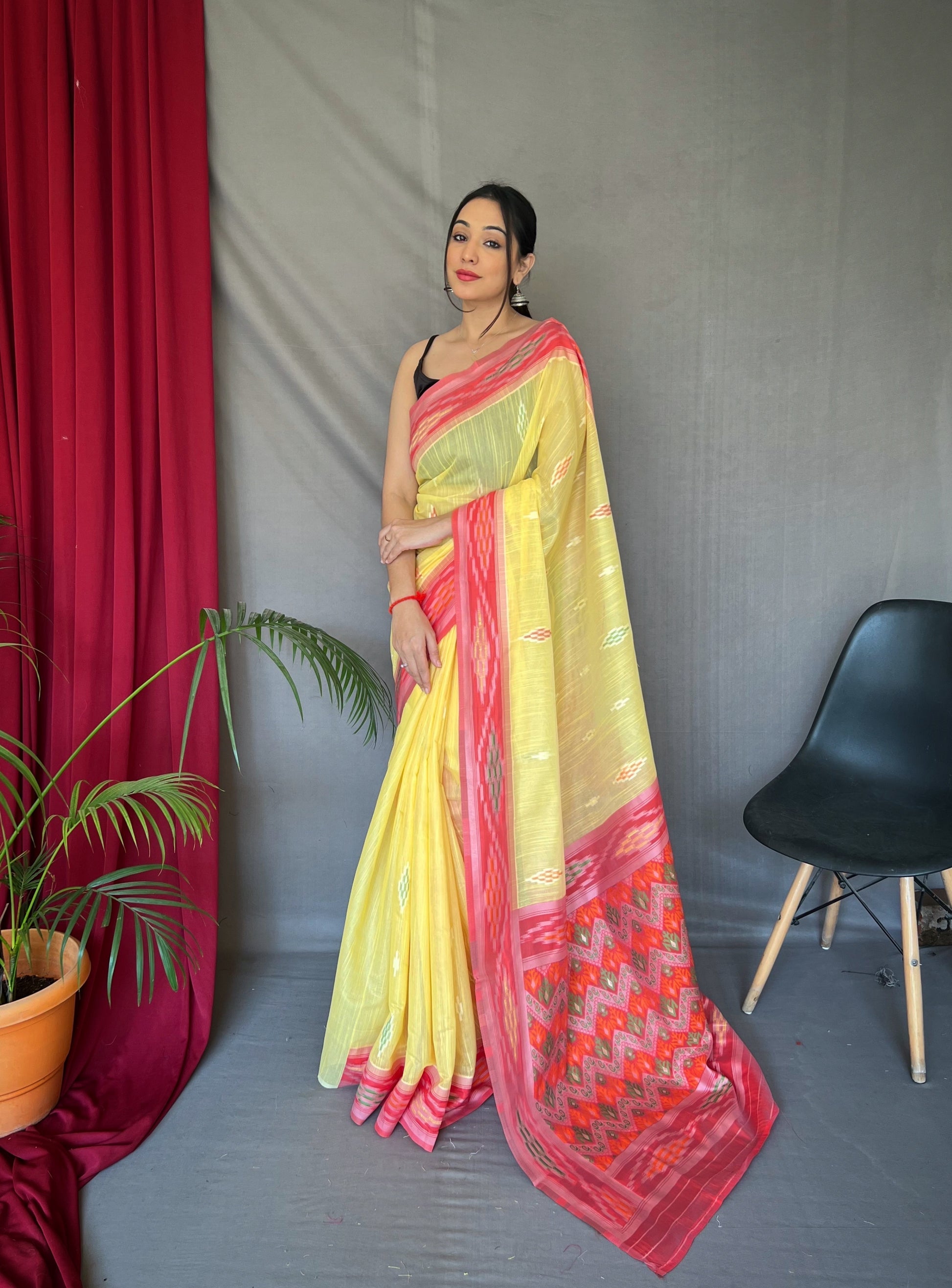 Buy MySilkLove Sunset Pearl Ikat Woven Cotton Silk Saree Online
