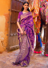 Finn Purple Zari Woven Banarasi Handloom Saree
