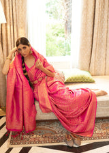 Medium Pink Zari Woven Kanjivaram Saree