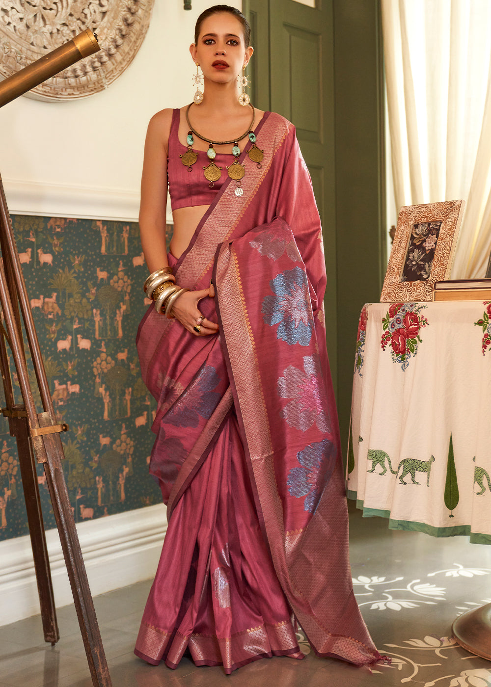 Buy MySilkLove Bittersweet Brown Woven Handloom Banarasi Silk Saree Online