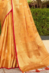 Sandy Yellow Zari Woven Banarasi Saree