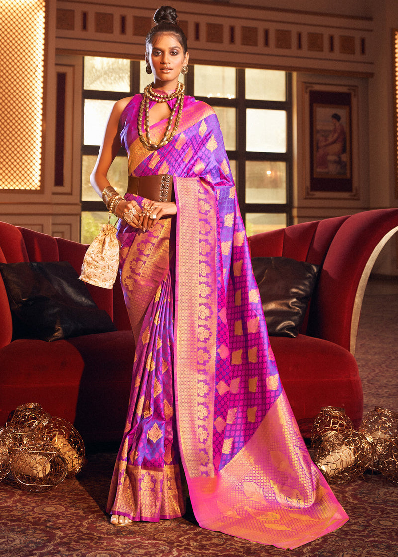 Purple Saree Soft Litchi Silk Saree, Beautiful Rich Pallu and Jacquard Work  All Over Saree - Etsy