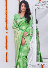 Smith Apple Green Zari Woven Banarasi Silk Saree