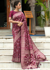 Tawny Purple Zari Woven Tussar Saree