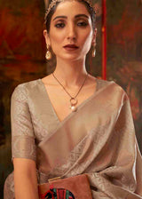 Sandal Brown Banarasi Silk Handloom Saree