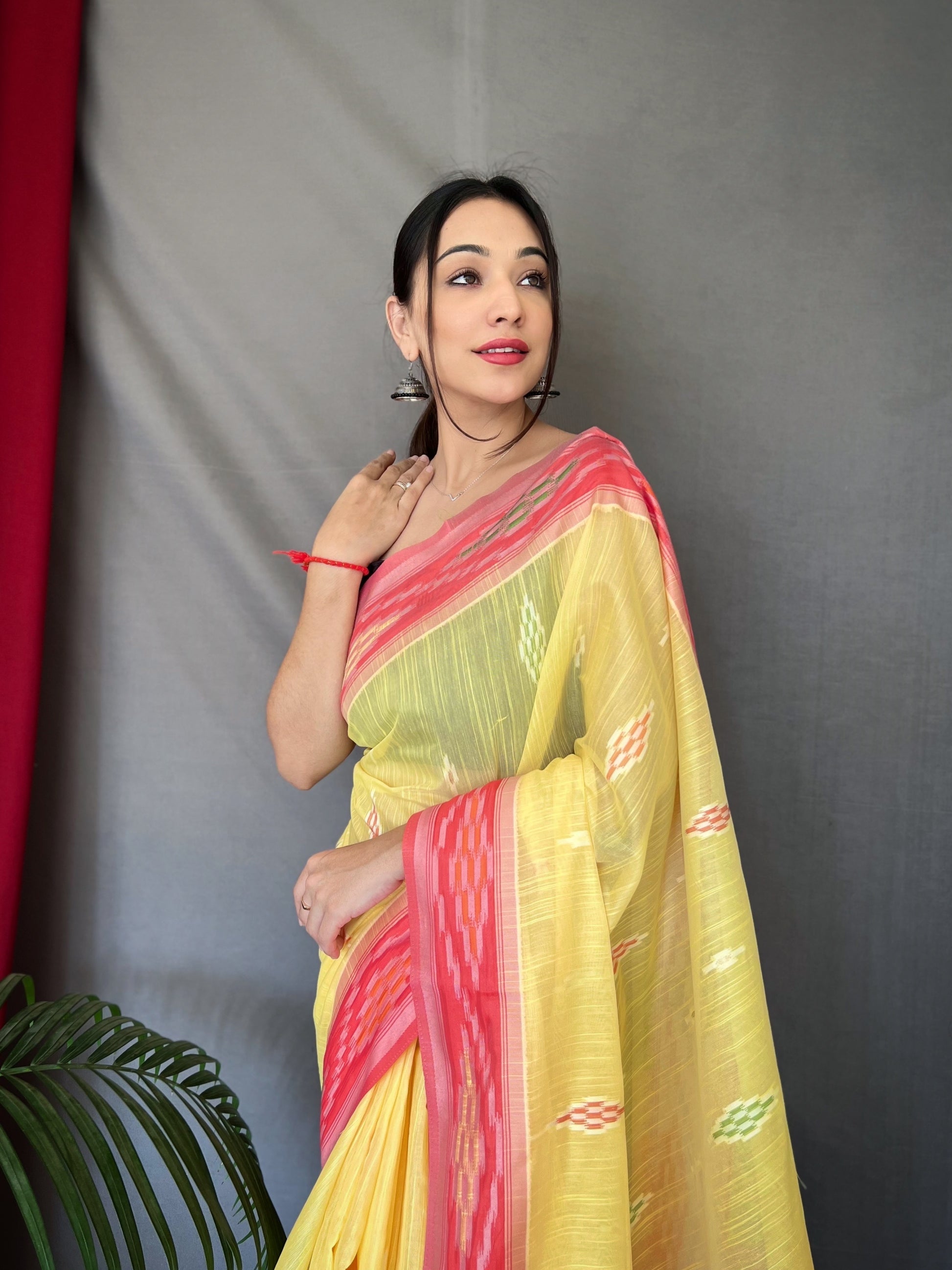 Buy MySilkLove Sunset Pearl Ikat Woven Cotton Silk Saree Online