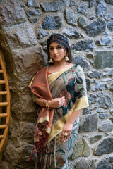 Nandor Grey Handloom Tussar Silk Saree