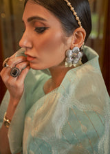 Shadow Green Zari Woven Banarasi Brocade Saree