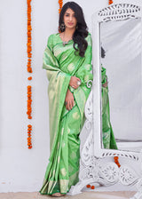 Smith Apple Green Zari Woven Banarasi Silk Saree