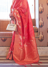 Burnt Pink Zari Woven Tussar Silk Saree