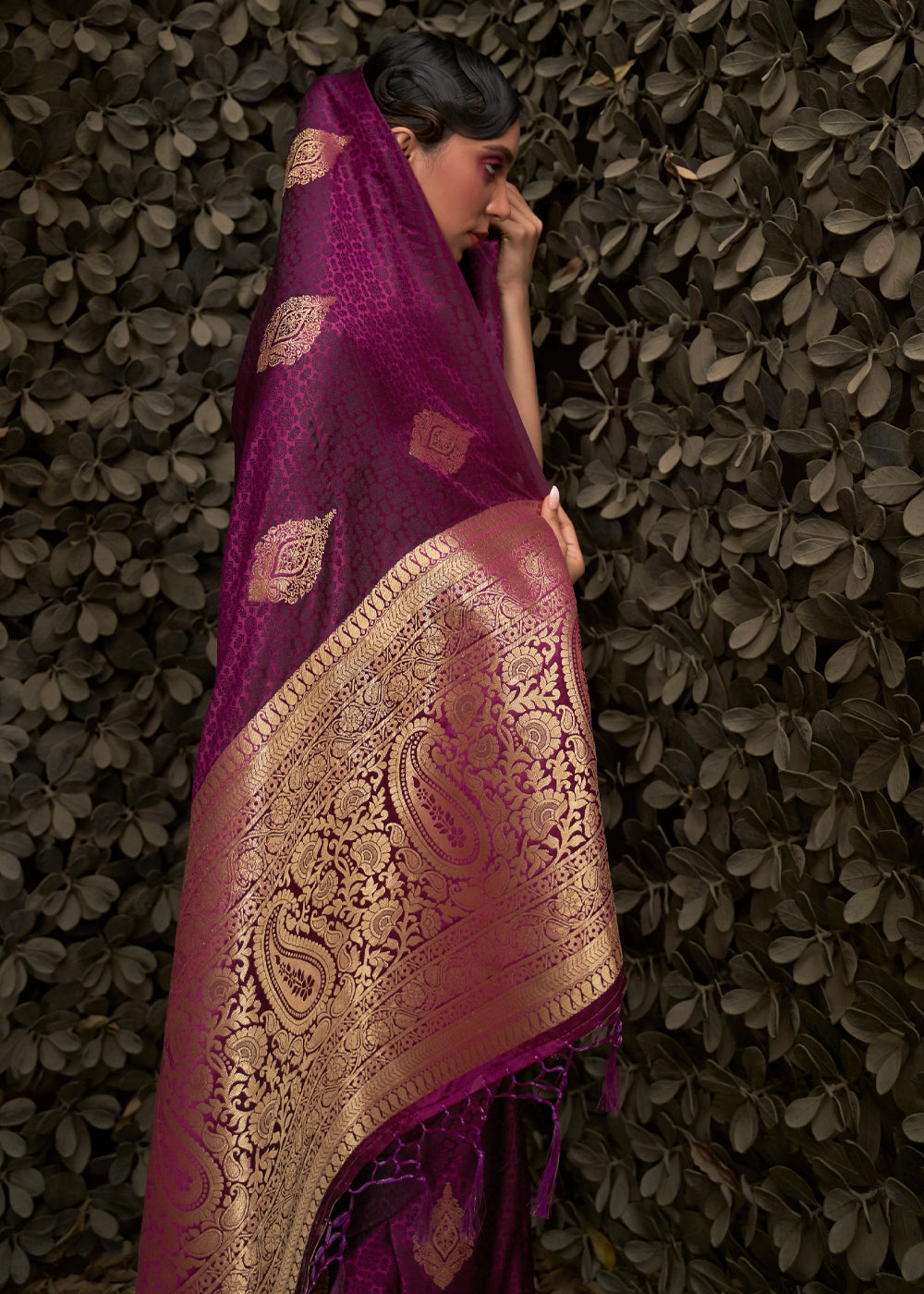 Buy MySilkLove Camelot Purple Banarasi Woven Satin Silk Saree Online