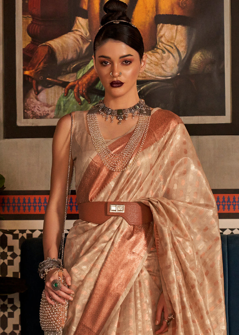 Buy Gold Tissue Saree With Chanderi Blouse For Women by Matsya Online at  Aza Fashions.