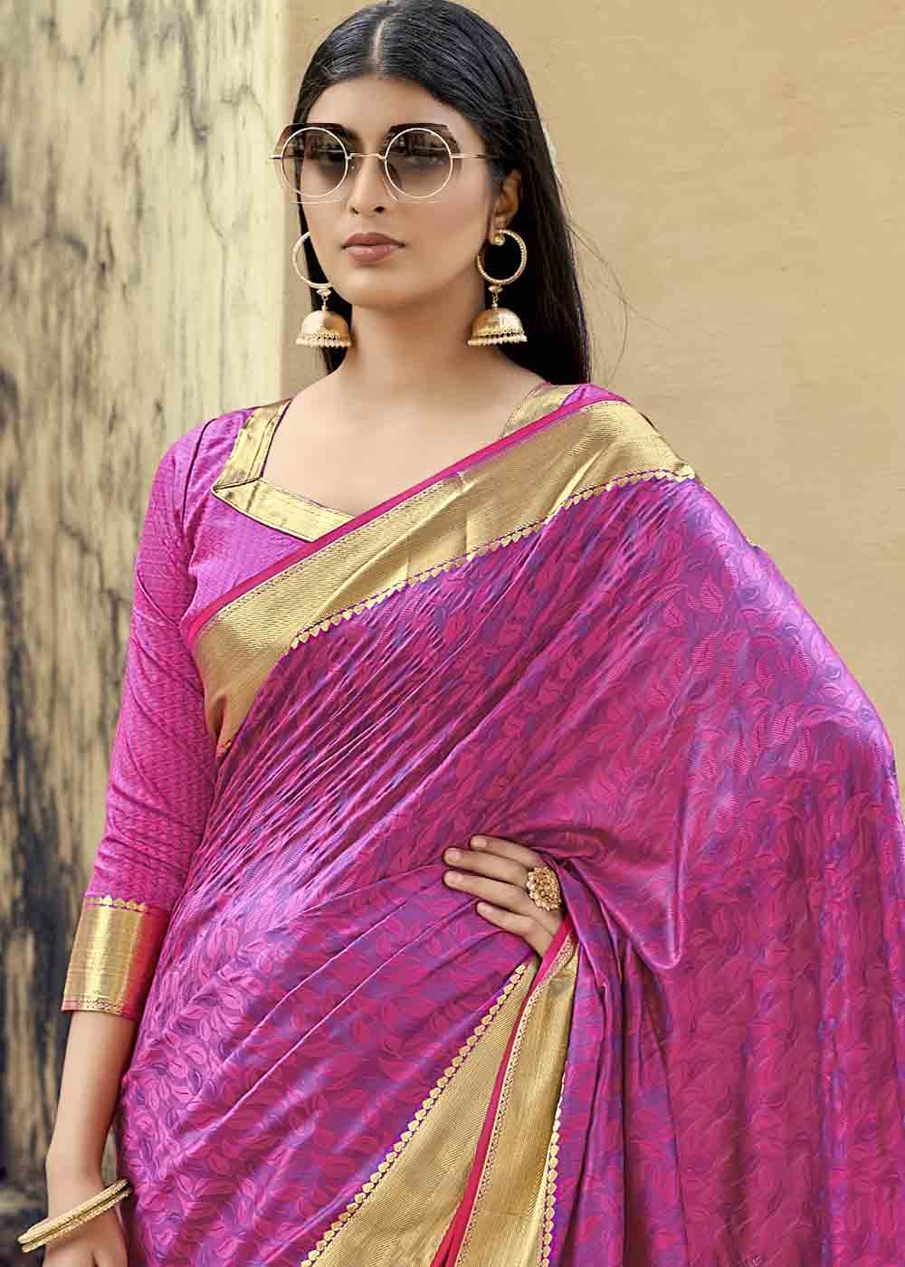 Buy MySilkLove Mulberry Purple Zari Woven Banarasi Silk Saree Online