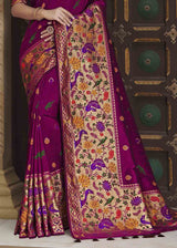 Cosmic Purple Zari Woven Banarasi Paithani Saree