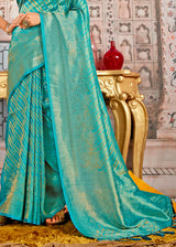 Tradewind Blue South Silk Saree