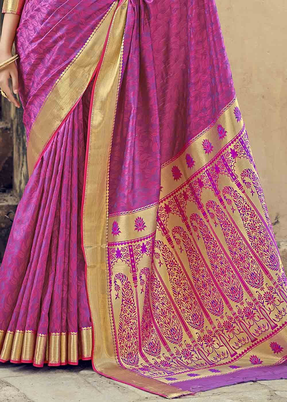 Buy MySilkLove Mulberry Purple Zari Woven Banarasi Silk Saree Online