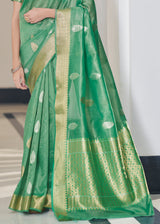 Forest Green Zari Woven Tissue Banarasi Silk Saree