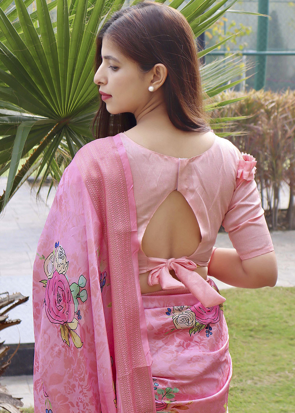 Buy MySilkLove Lavender Pink Floral Printed Soft Silk Saree Online