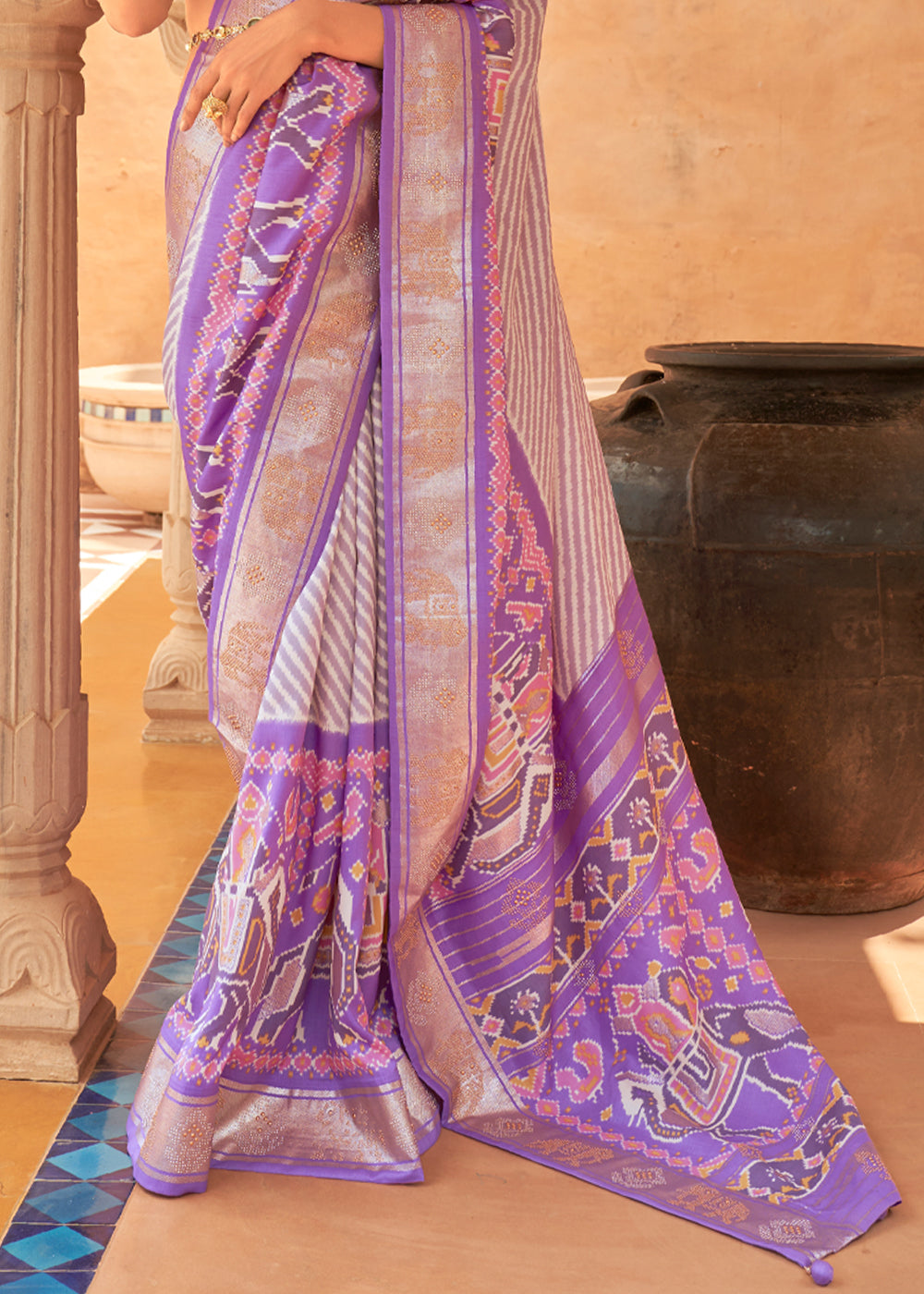 Buy MySilkLove Strikemaster Purple Patola Silk Saree Online