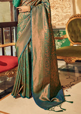 Downy Green Zari Woven Kanjivaram Silk Saree