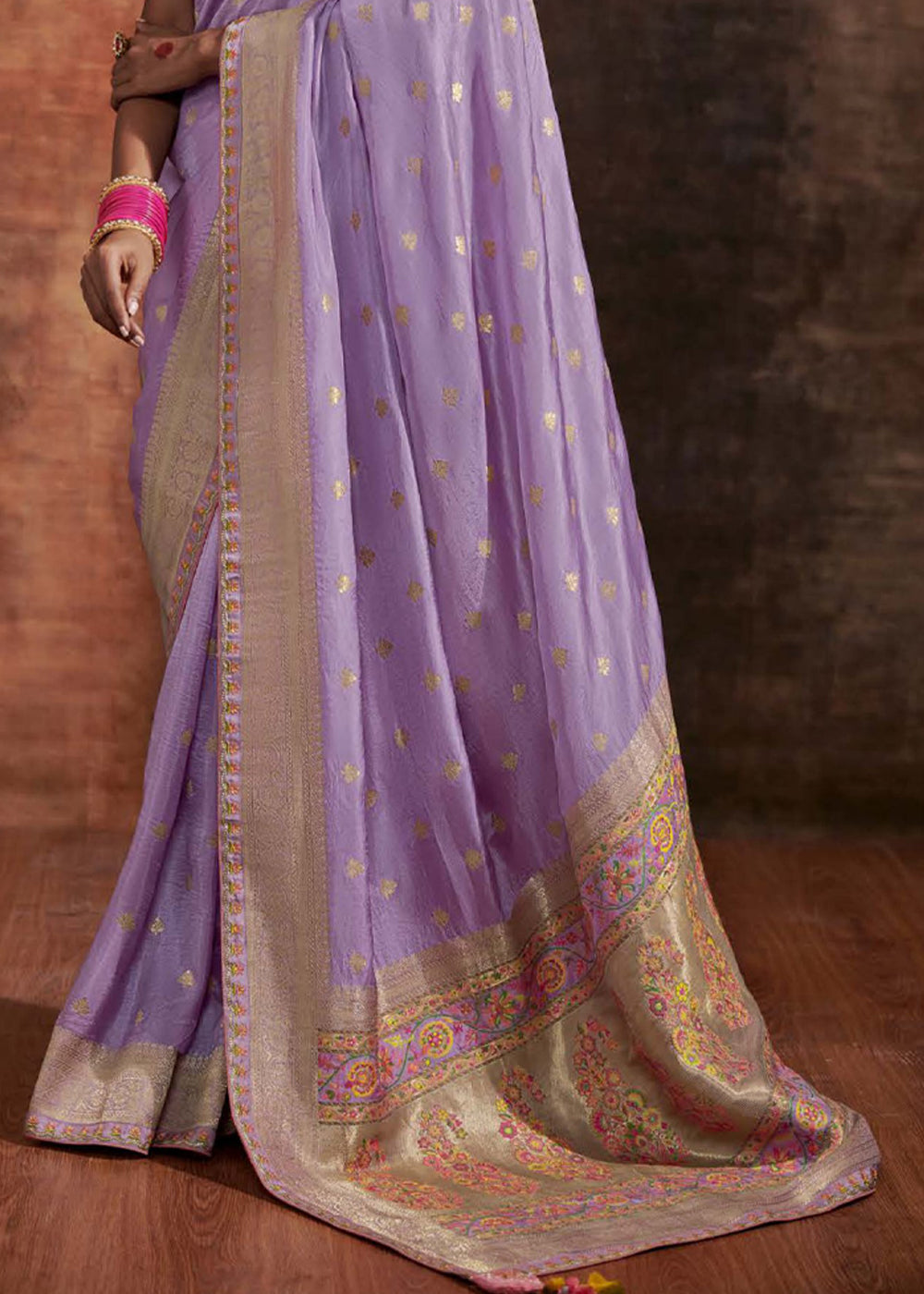 Buy MySilkLove London Hue Purple Woven Banarasi Soft Silk Saree Online