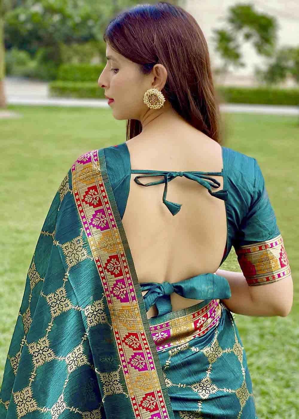 Buy MySilkLove Astronaut Green Zari Woven Tussar Silk Saree Online