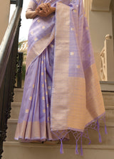 Glossy Grape Purple Zari Woven Tussar Silk Saree