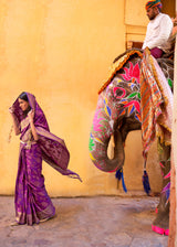 Finn Purple Zari Woven Banarasi Handloom Saree