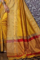 Nugget Yellow Tussar Silk Saree