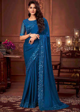 Madison Blue Soft Silk Designer Saree
