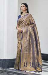 East Blue Zari Woven Banarasi Saree