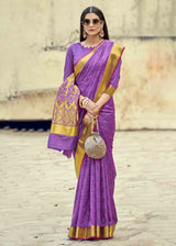 Violet Purple Zari Woven Banarasi Silk Saree